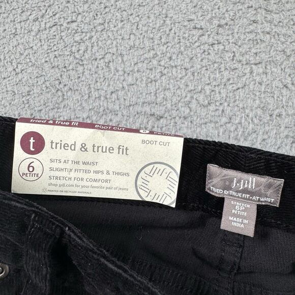 J. Jill Corduroy Pants Women's 6 Petite Black Tried & True Fit At Waist Bootcut - Picture 3 of 12